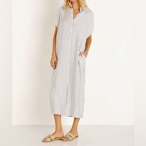 NWOT ** Indah Delphina Button Up Midi Shirt Dress Rabat Size M/L